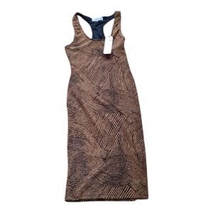 Almost Famous Black and Tan Patterned Midi Dress